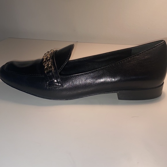 Tory Burch | black Leather Chain-Link Accents Loafers | size 7.5 - Picture 4 of 13